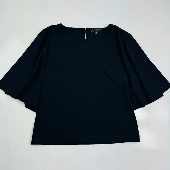 Banana Republic Black‎ Flutter Sleeve Top Size XS - Picture 2 of 8